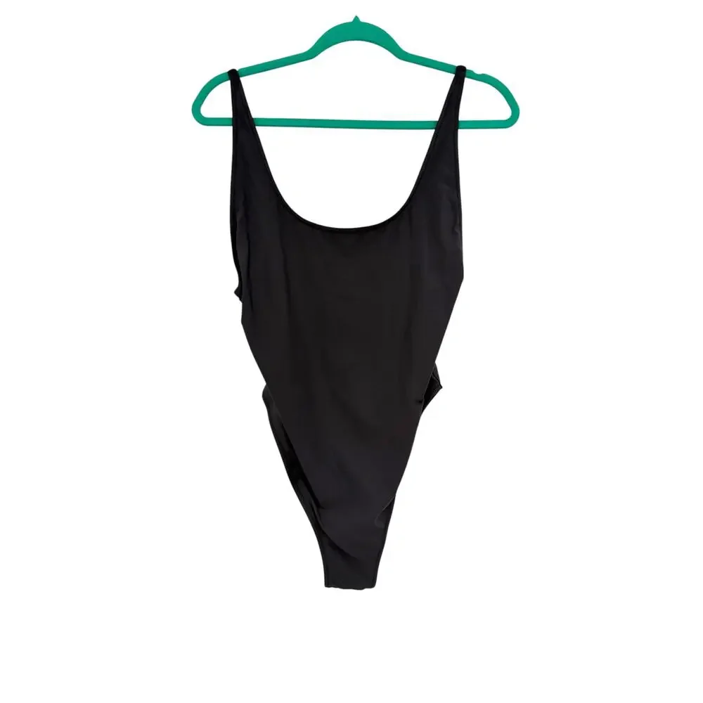 SKIMS Signature Swim Scoop Neck One Piece Swimsuit Onyx Black Size XL NWT